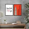 Kit 2 Quadros New York I Love You 33x24cm:moldura Preta - 1