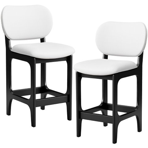 Kit 02 Banquetas Baixa Bar Cozinha Sala Jantar Fixa Betta L02 Preto Facto Branco - Lyam Decor Banque