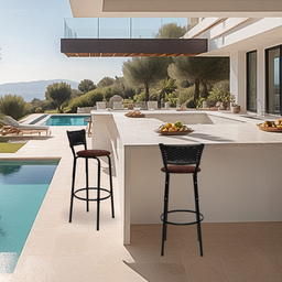 Banqueta para Bancada Banco Alto Junco Preto Balcão Cozinha Gourmet Bar Área de Lazer Piscina - 6