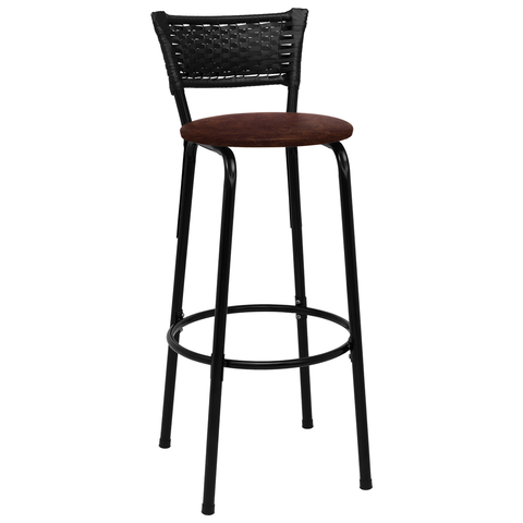Banqueta para Bancada Banco Alto Junco Preto Balcão Cozinha Gourmet Bar Área de Lazer Piscina