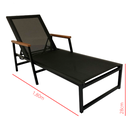 Ver imagem 6 de Kit 2 Espreguiçadeira em Alumínio e Tela Sling Modelo Zurick Braços de Madeira + Mesa Lateral 3 Pés