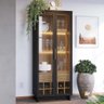 Cristaleira Decorativa Tenerife com Portas de Vidro e Adega Led Mdf/mdp Preto/noce G73 - Gran Belo - 2