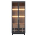 Ver imagem 6 de Cristaleira Decorativa Tenerife com Portas de Vidro e Adega Led Mdf/mdp Preto/noce G73 - Gran Belo