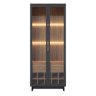 Cristaleira Decorativa Tenerife com Portas de Vidro e Adega Led Mdf/mdp Preto/noce G73 - Gran Belo - 6