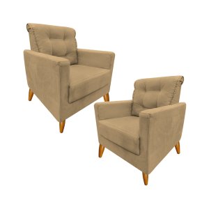 Kit 2 Poltronas Mms50t para Recepção - Bege