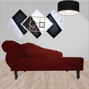Ver imagem 3 de Recamier Decorativo Divã Larissa Lado Direito Suede Marsala Pés Madeira Ms Decor