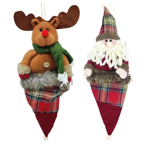 Kit 2 Enfeites Árvore Natal Rena Papai Noel Decoração Natal