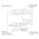 Ver imagem 4 de Beliche Solteiro Eco com Grade de Proteção Madeira Maciça Branco Mobilistore