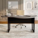 Ver imagem 7 de Mesa Escrivaninha Orgânica Linear 173cm x 94cm Pés Metal para Escritório Home Office F5 Corporate Cinza/Sagrado com Preto
