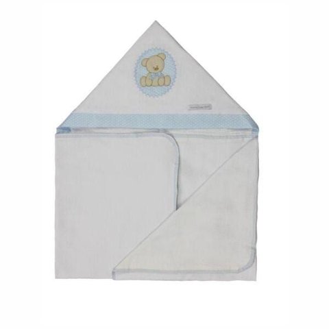 Toalha de Banho Infantil com Capuz 100% Algodão Urso Azul | Casa Del Grande
