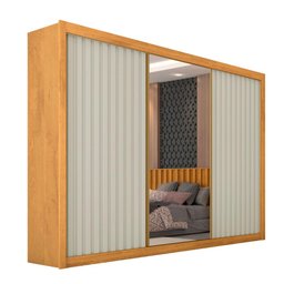 Guarda Roupa Athenas 2 Portas com Espelho 100% Mdf Peroba Off White - Móveis Europa - 2