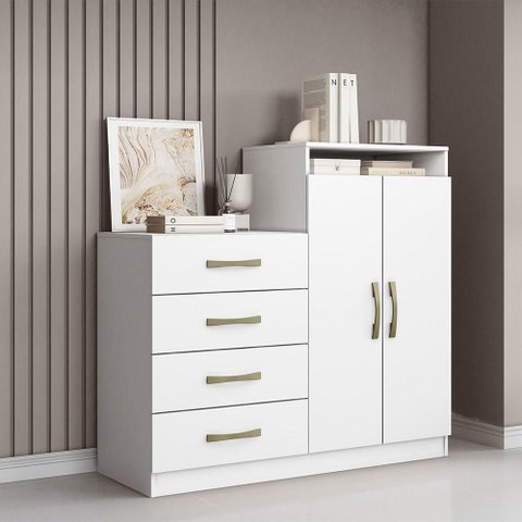 Cômoda Quarto 2 Portas Sapateira 120cm Elára Atacama-branco A09 - D'Rossi