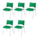 Ver imagem 1 de Cadeira Iso Base Branco Escola, Escritório Verde Kit 5 Un