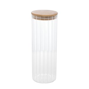 Pote Canelado de Vidro Borossilicato Tampa Hermética de Bambu 1,1l Wolff