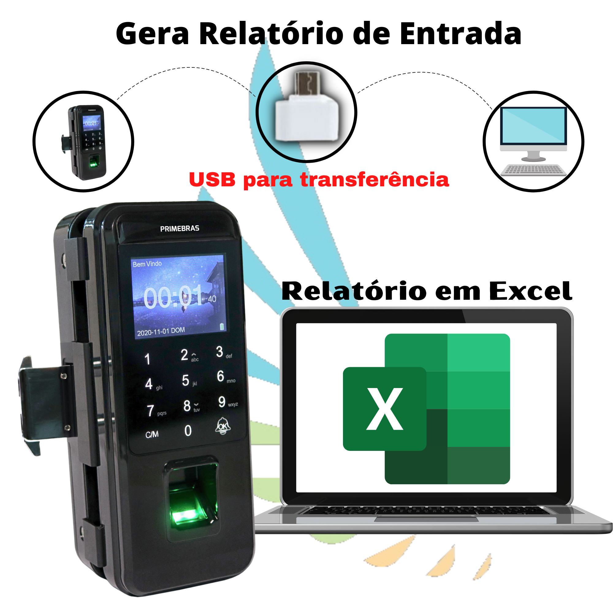 Fechadura Digital Eletrônica Biométrica Primebras Para Porta de Vidro de Correr Com Relatório de Ent - 2