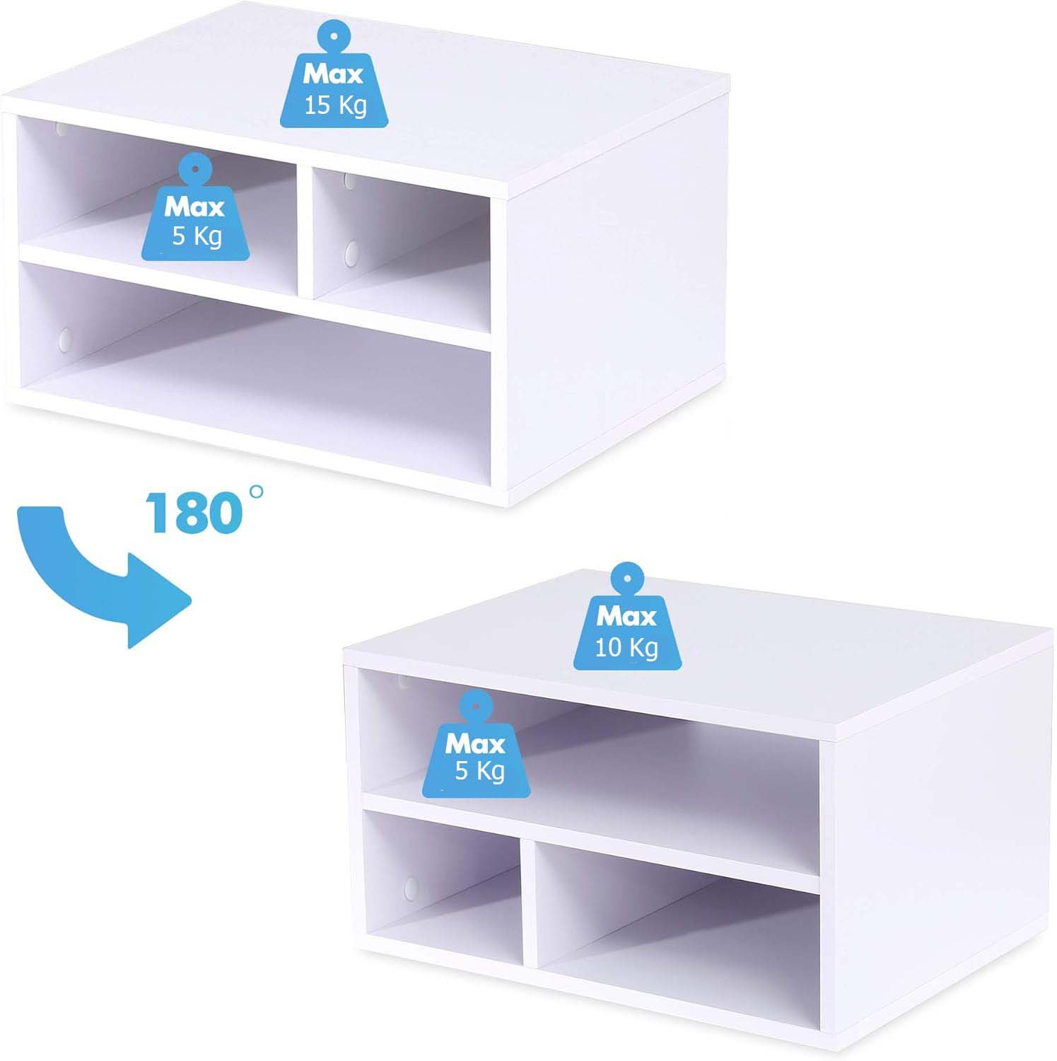 Suporte de Impressora Organizador de Mesa para Casa e Escritório com 3 Compartimentos - 4