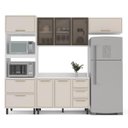 Ver imagem 5 de Cozinha Amara Armários Aéreos Portas Vidro Torre Quente e Balcão com Tampo Branco/Creme 250779