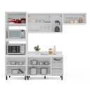 Ver imagem 2 de Cozinha Amara Armários Aéreos Portas Vidro Torre Quente e Balcão com Tampo Branco/Creme 250779