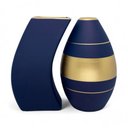 Ver imagem 2 de Par de Vasos Turim em Cerâmica Fosca de Sala - Azul Petróleo Golden