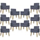 Ver imagem 1 de Kit 10 Poltronas Decorativas Mari Pé Palito Castanho - Cinza Suede