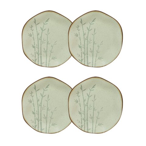 Conjunto 4 Pratos de Sobremesa 21,5 Cm Ryo Bambu Porcelana Oxford