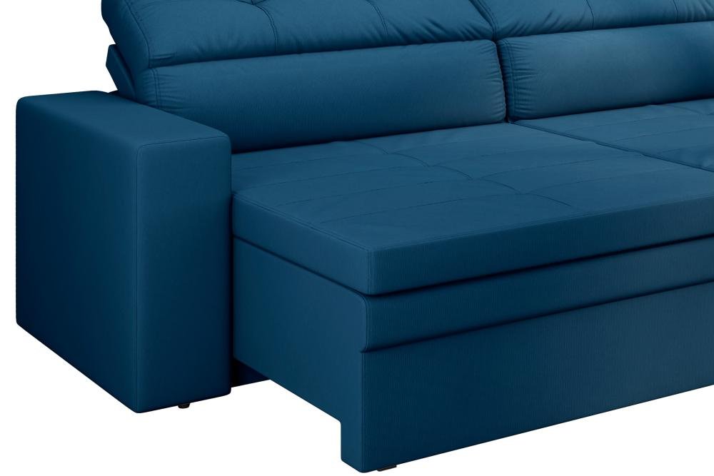 Sofá Retrátil e Reclinável 2 Lugares Malta 1,60 Velutex Azul