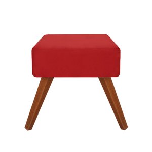 Puff Banqueta Quadrado Livia Suede Vermelho - Majú Decor