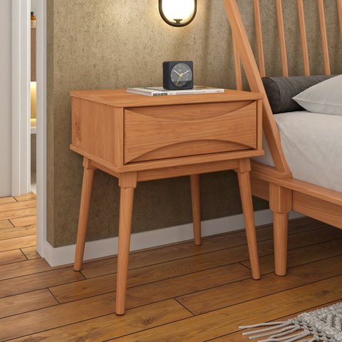 Mesa de Cabeceira com 1 Gaveta Nordik Marrom