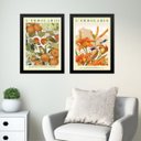 Ver imagem 1 de Kit 2 Quadros Flores Laranjas com Passarinhos 24x18cm - com Vidro:moldura Preta