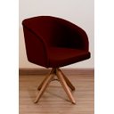 Ver imagem 1 de Poltrona Decorativa Redonda Pé Giratório de Madeira Cor:vinho