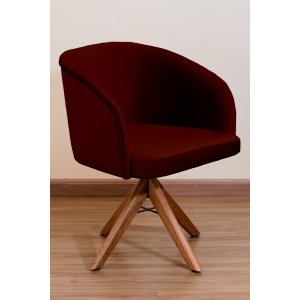 Poltrona Decorativa Redonda Pé Giratório de Madeira Cor:vinho