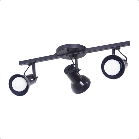 Spot Trilho Triplo 3 Sobrepor Direcionável E-27 Preto