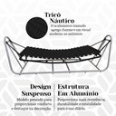 Ver imagem 3 de Rede Suspensa em Trico Nautico com Estrutura de Aluminio Preto