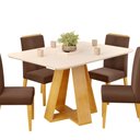 Ver imagem 3 de Conjunto Sala de Jantar Mesa Tampo Retangular Chanfrado Curvo Mad/vid 120 X 90cm Kiara Cedro Off Whi