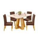 Ver imagem 2 de Conjunto Sala de Jantar Mesa Tampo Retangular Chanfrado Curvo Mad/vid 120 X 90cm Kiara Cedro Off Whi