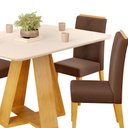 Ver imagem 4 de Conjunto Sala de Jantar Mesa Tampo Retangular Chanfrado Curvo Mad/vid 120 X 90cm Kiara Cedro Off Whi