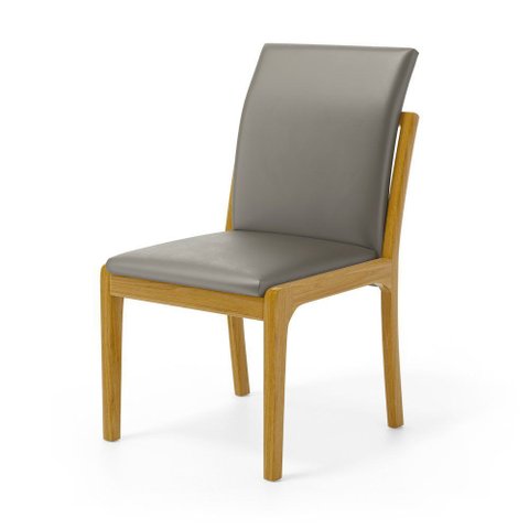 Cadeira Livia Madeira Maciça Estofada para Mesa de Jantar Veludo Chumbo 109
