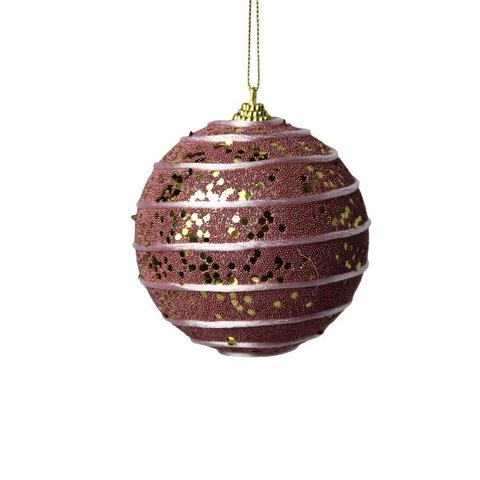 Bola Decorativa |natalina Rosa Antigo C/dourado 10cm C/3