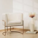 Ver imagem 2 de Kit 02 Poltronas Decorativas Betina Base Aço Ouro Fosco Bouclé Off White - Nexta Casa