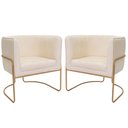 Ver imagem 1 de Kit 02 Poltronas Decorativas Betina Base Aço Ouro Fosco Bouclé Off White - Nexta Casa
