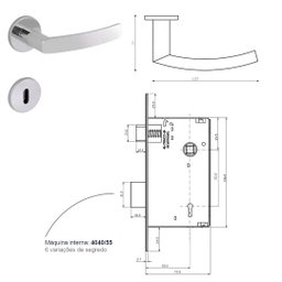 Fechadura Interna Brava 4086593/55 - Inox Polido Arouca - 2