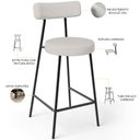 Ver imagem 4 de Kit 06 Banquetas Baixa para Cozinha Sala de Jantar Bar Bancada Milão L02 Bouclê Cru - lyam decor Lya