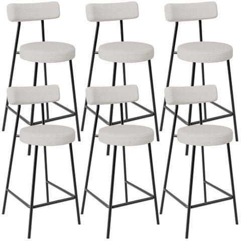 Kit 06 Banquetas Baixa para Cozinha Sala de Jantar Bar Bancada Milão L02 Bouclê Cru - lyam decor Lya