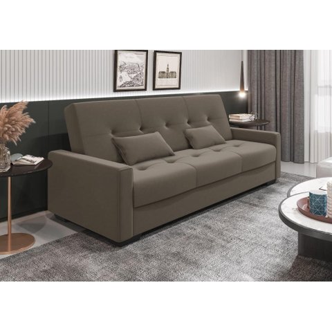 Sofá Cama Lavínia 3 Lugares Veludo Capuccino Matrix