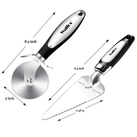 Servidor de Bolo Walfos de Borda Serrilhada de Aço Inoxidável Elashopp Kit com 2 Peças