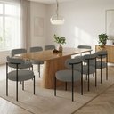 Ver imagem 1 de Mesa Jantar Vidro 200cm Kit 8 Cadeiras Base Aço Preto Boucle Ted H02 - D'Rossi
