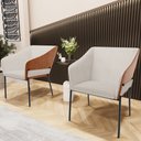 Ver imagem 2 de Kit 5 Cadeiras para Sala de Jantar Estar Living Olívia L02 Linho Cru Couríssimo Camel - Lyam Decor