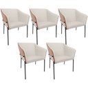 Ver imagem 1 de Kit 5 Cadeiras para Sala de Jantar Estar Living Olívia L02 Linho Cru Couríssimo Camel - Lyam Decor