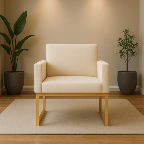 Poltrona Decorativa Reforçada para Recepção e Sala de Espera Bege