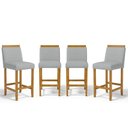 Ver imagem 1 de Kit com 4 Banquetas Eloá Madeira Maciça Assento Estofado para Bancada Linho Cinza 407